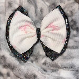 Glittery Black and White Hair Bow for Kids